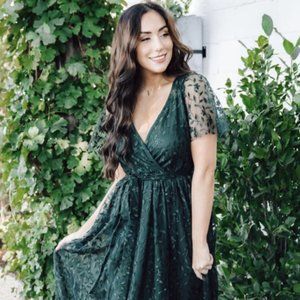 Green Embossed Maxi Dress